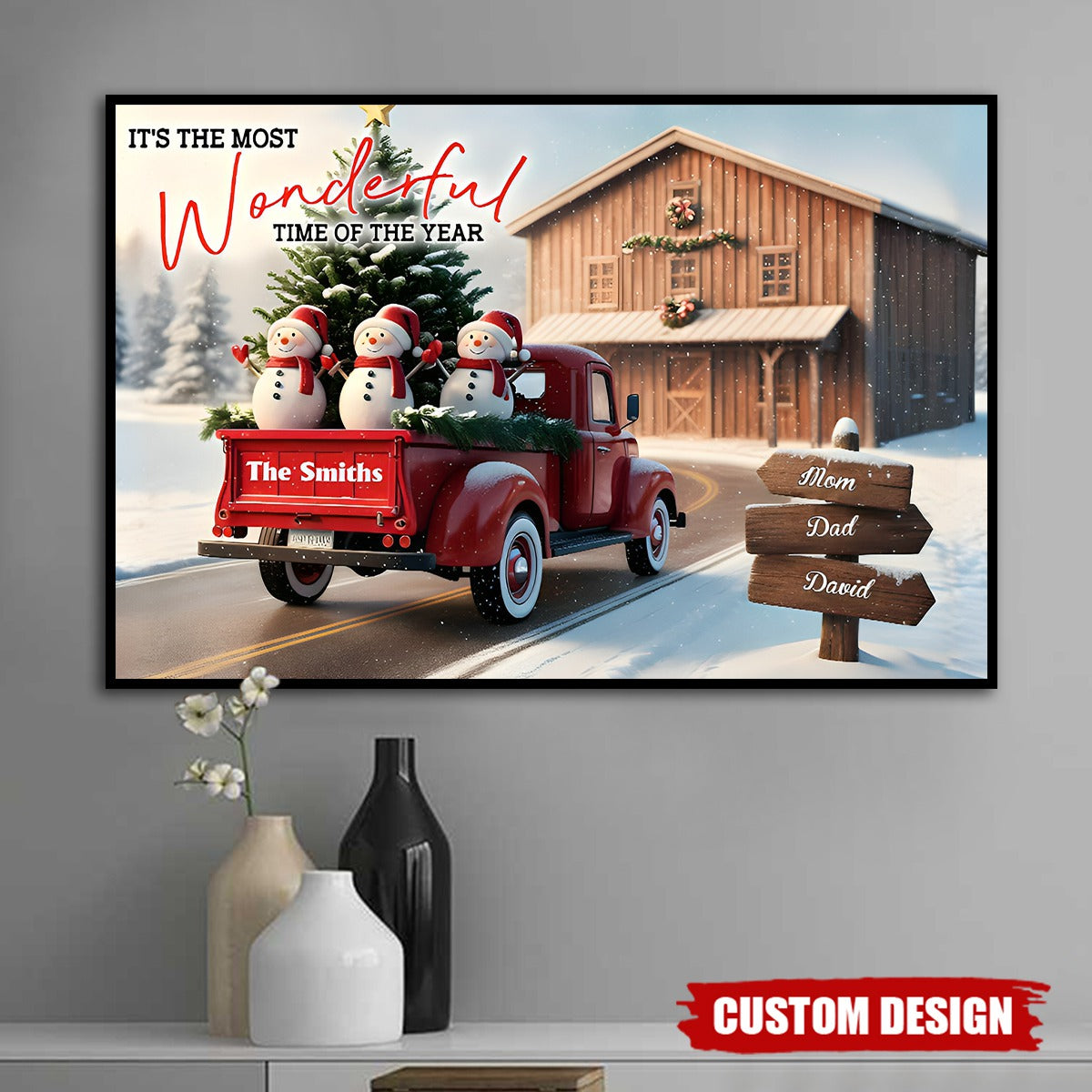 Rustic Christmas Family - Personalized Family Canvas And Poster