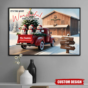 Rustic Christmas Family - Personalized Family Canvas And Poster
