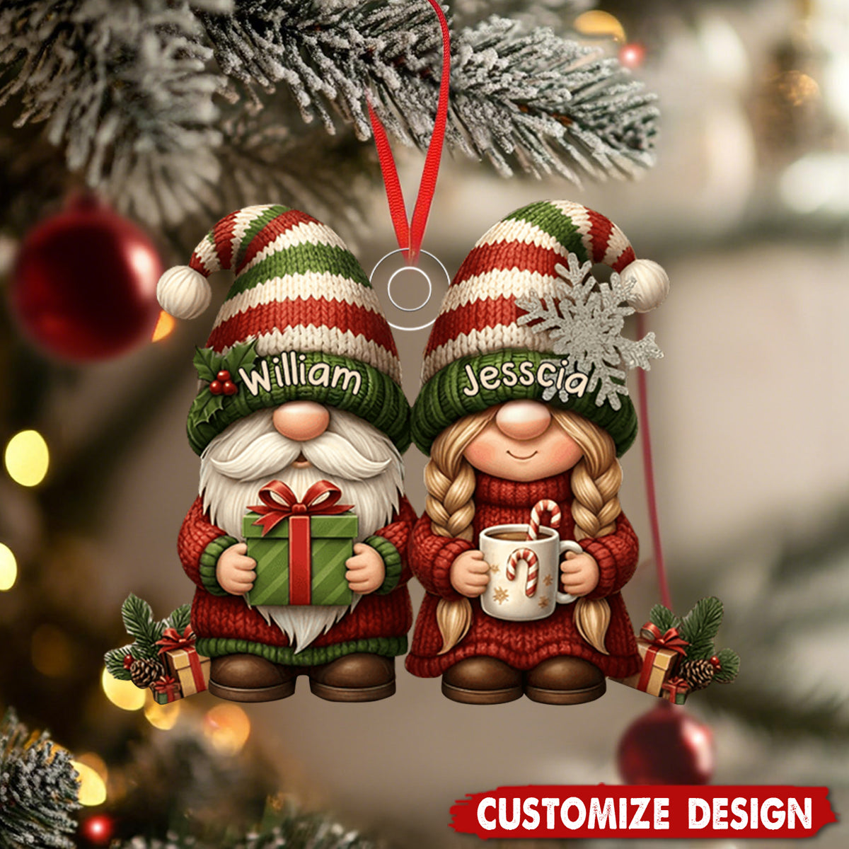 Personalized Couple Growing Old Together Christmas Ornament - Gift For Couple