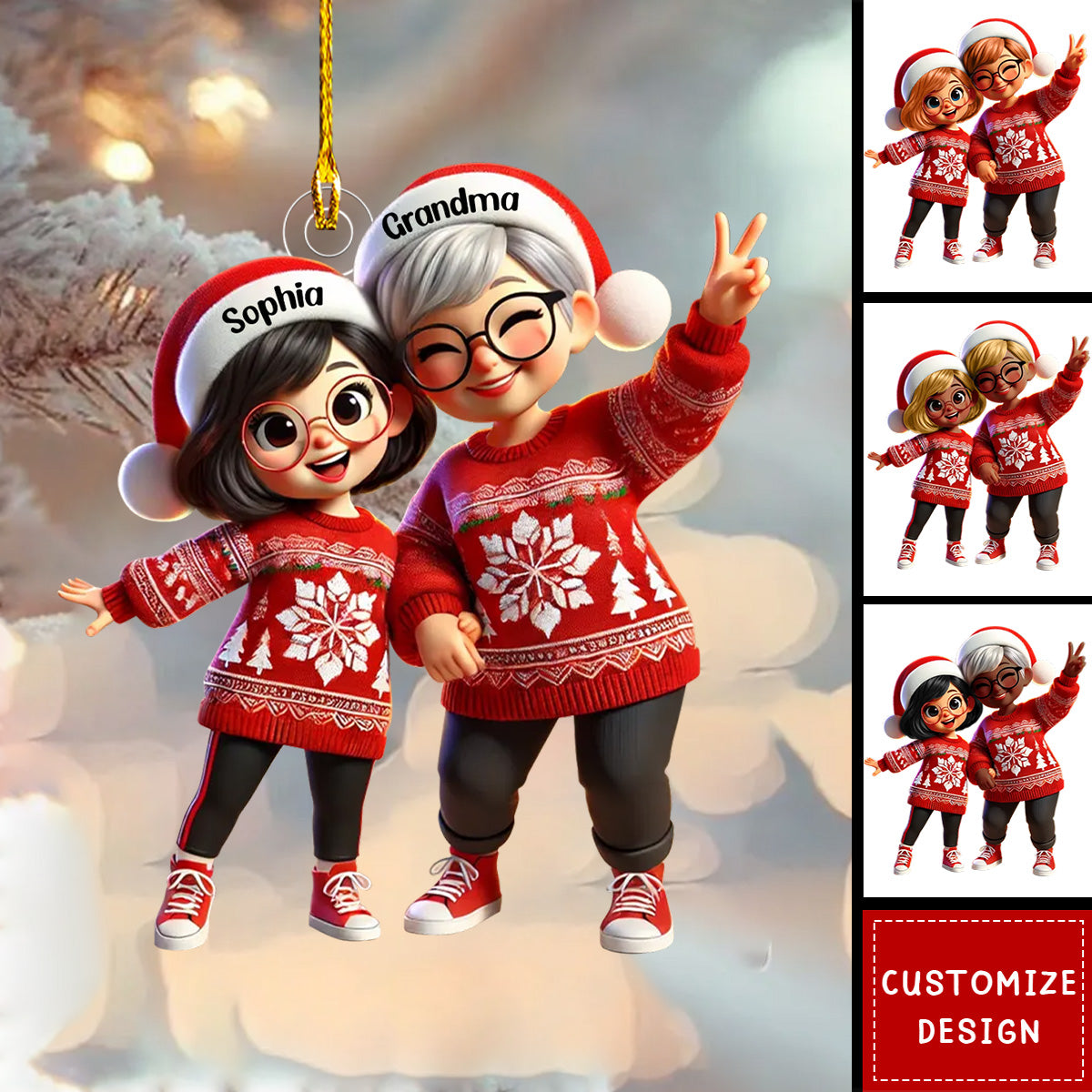 Happy Christmas Grandma Grandkids Personalized Acrylic Ornament