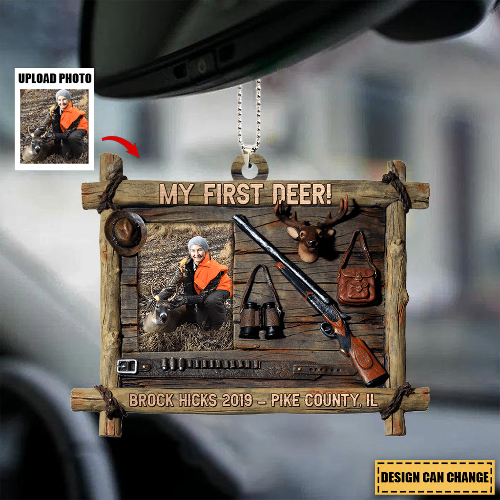 Personalized Hunting Photo Acrylic Car / Christmas Ornament - Gift For Hunting Lover
