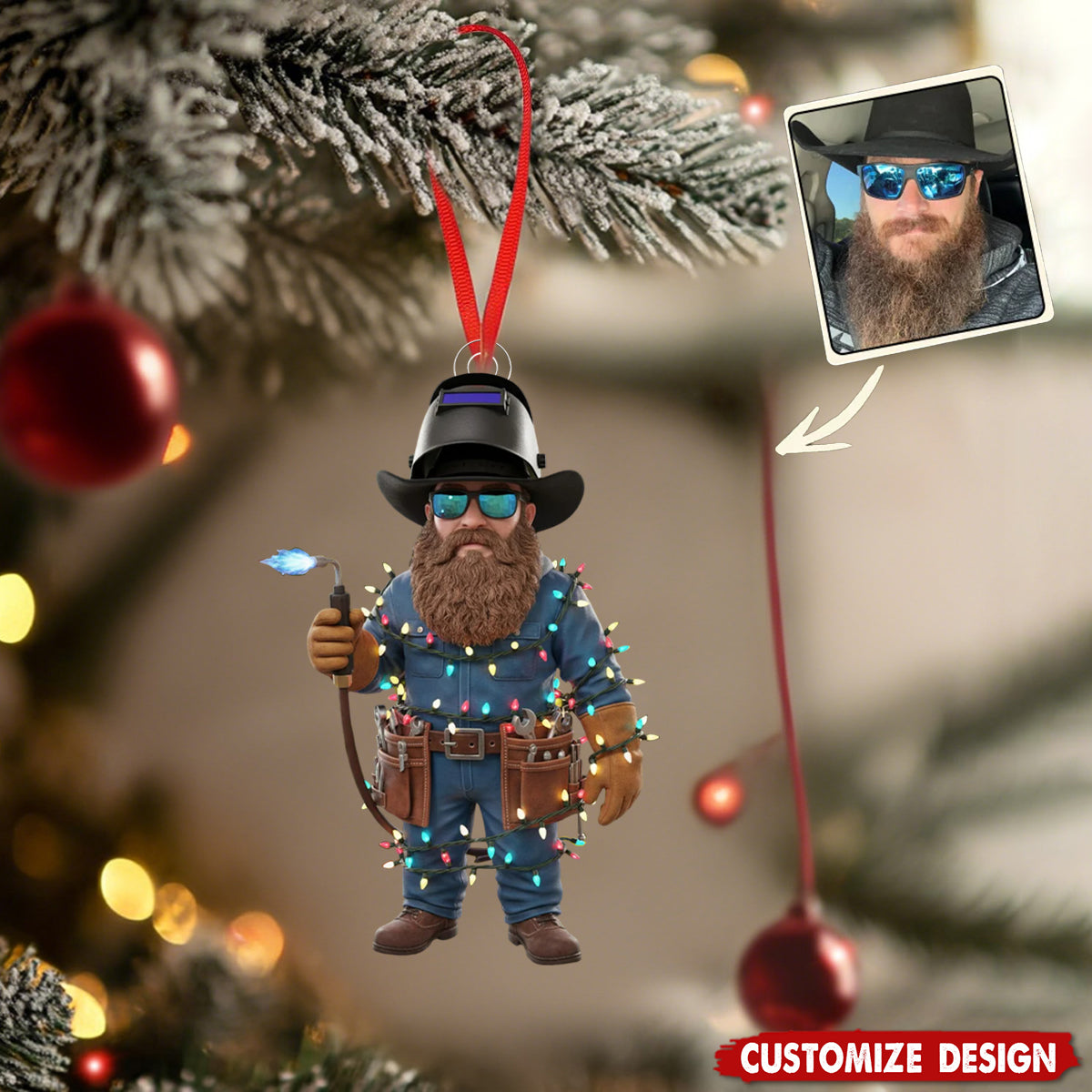 Personalized Funny Welder Photo Ornament-Gift For Welder