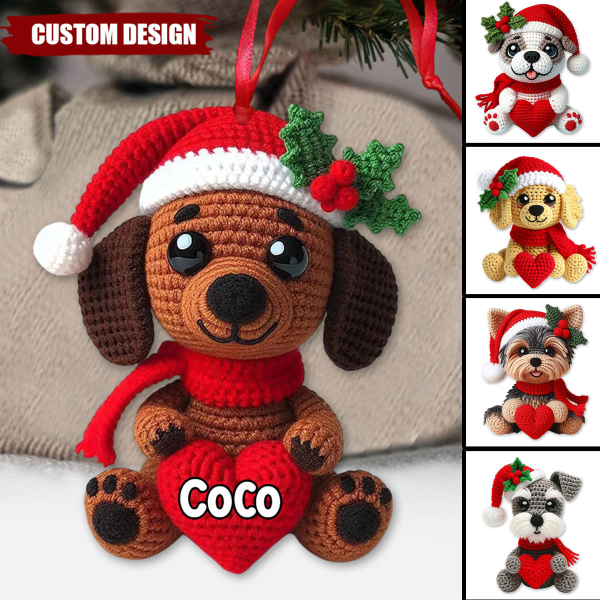 Merry Christmas Dogs - Personalized Dachshund Ornament
