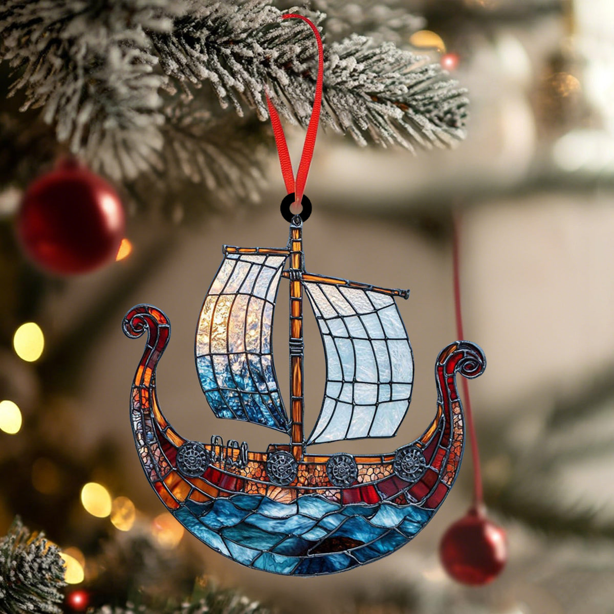 Viking Ship Acrylic Suncatcher Ornament,Christmas Ornament