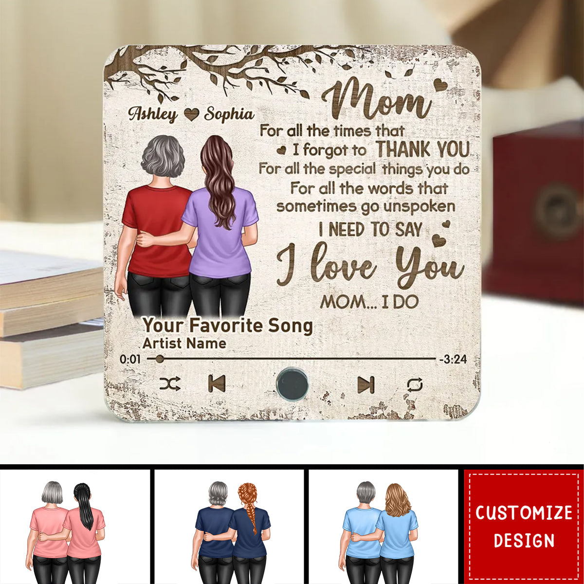 To My Dear Mom Our Song Gift From Daughter Personalized Music Fridge Magnet