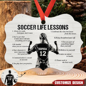 Personalized Soccer Life Lessons Wooden Ornament - Gift For Soccer Lovers