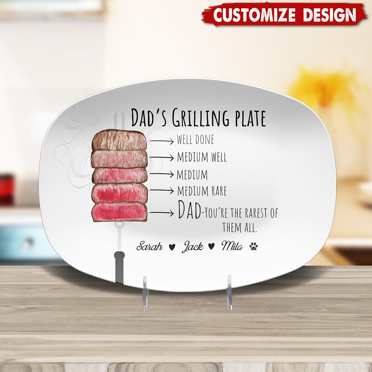 Grilling Plate for Dad Personalized Platter - Father's Day, Gift For Dad, Grandpa