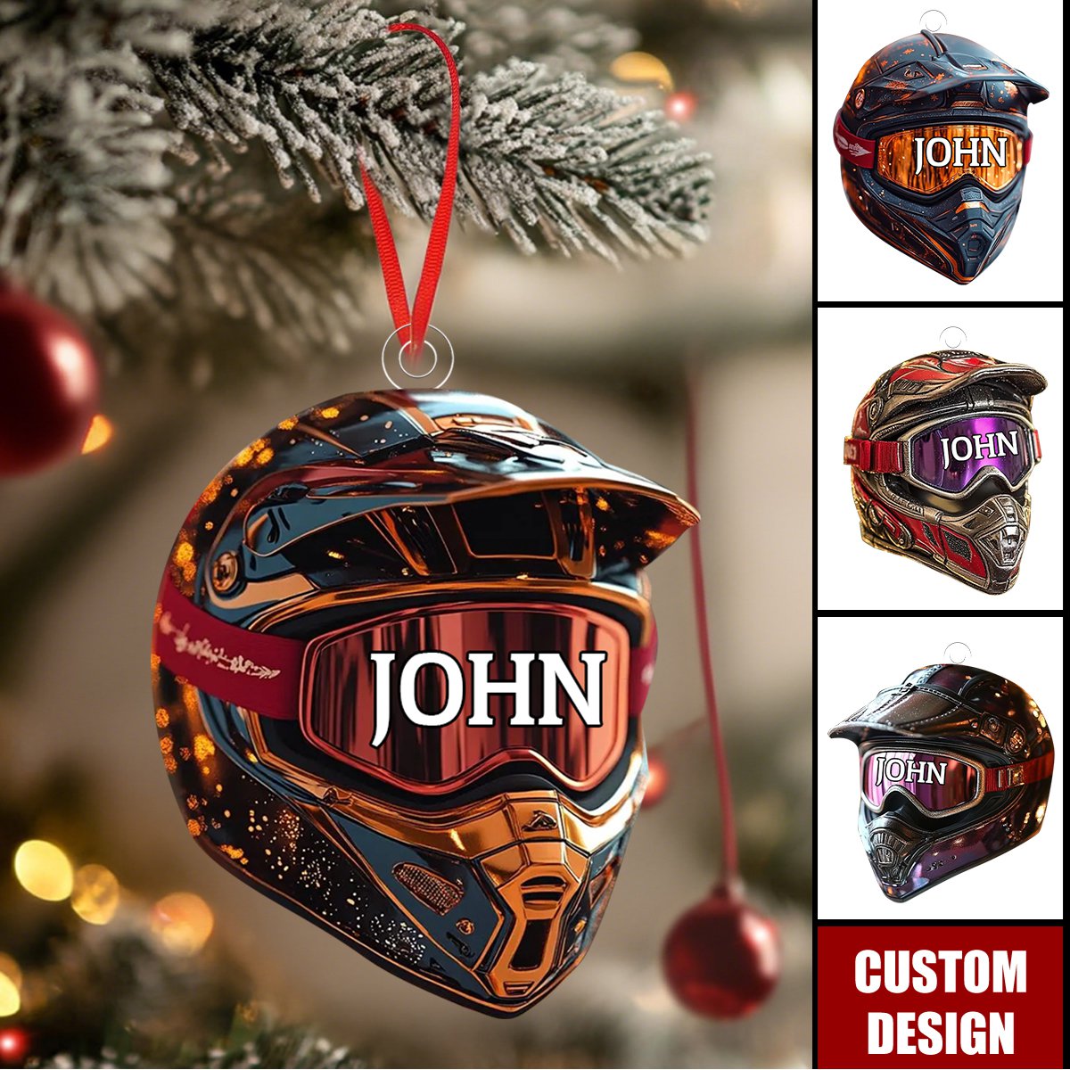 Personalized Motocross Helmet Christmas Ornament - Gift For Riders