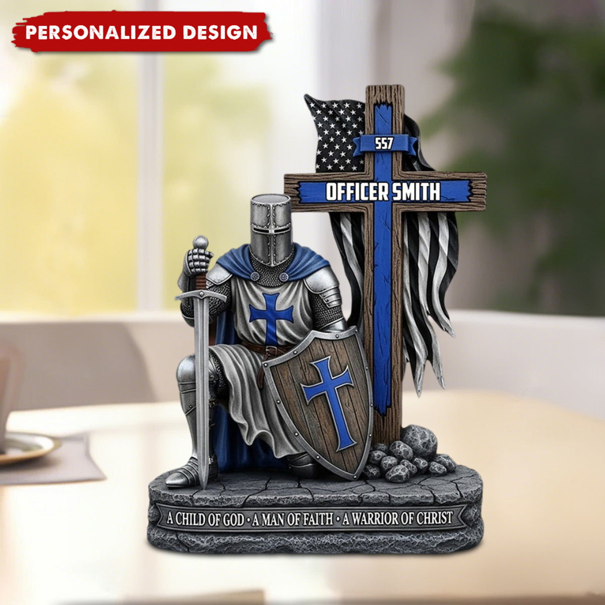 Man Of God - Personalized Police Officer Custom Shaped Acrylic Plaque