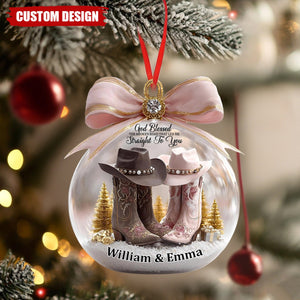 God Blessed the Broken Road - Personalized Countryside Couple Christmas Ornament - Gift For Cowboy Cowgirl