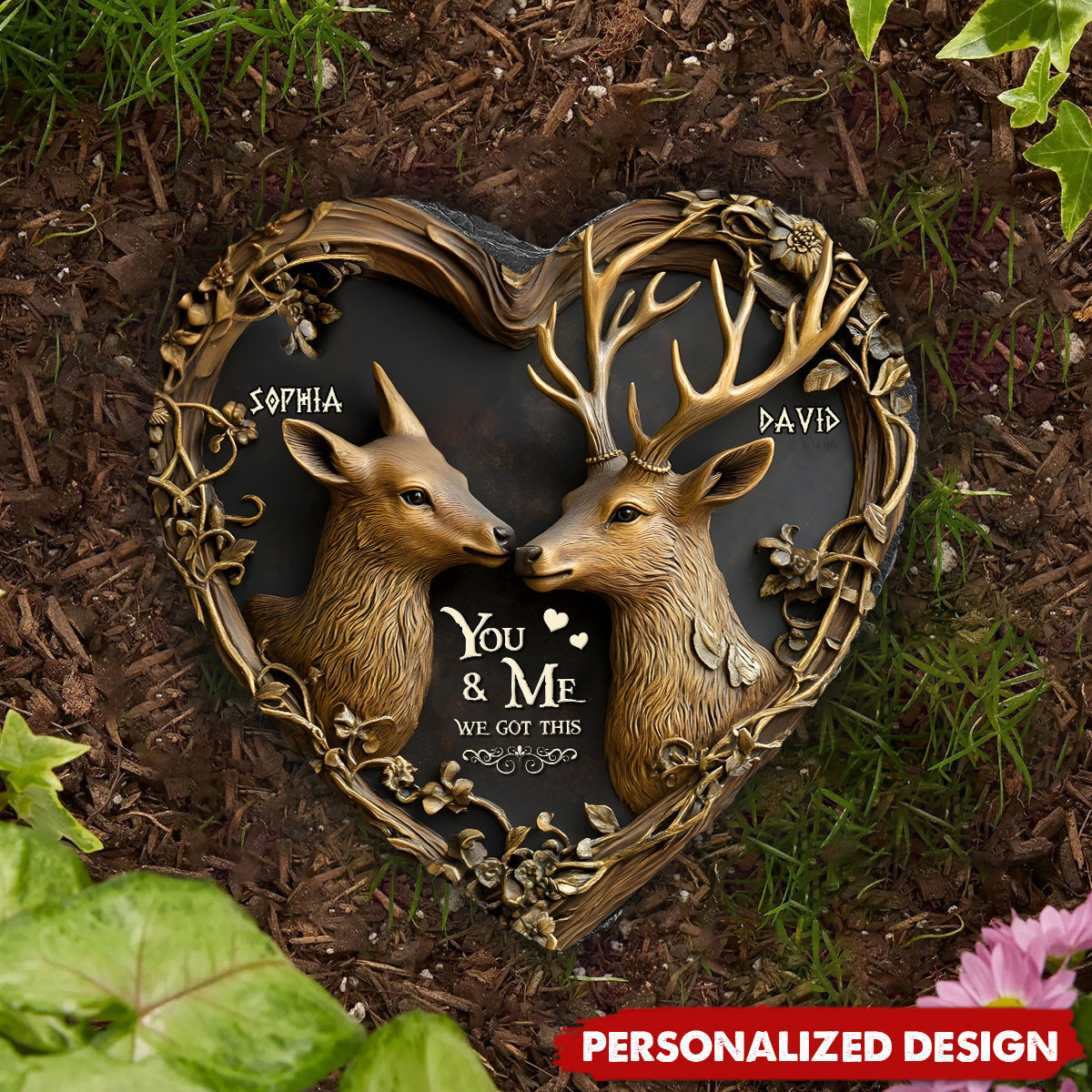 You & Me We Got This-Personalized Hunting Heart Shaped Stone-Couple Gift For Her,His