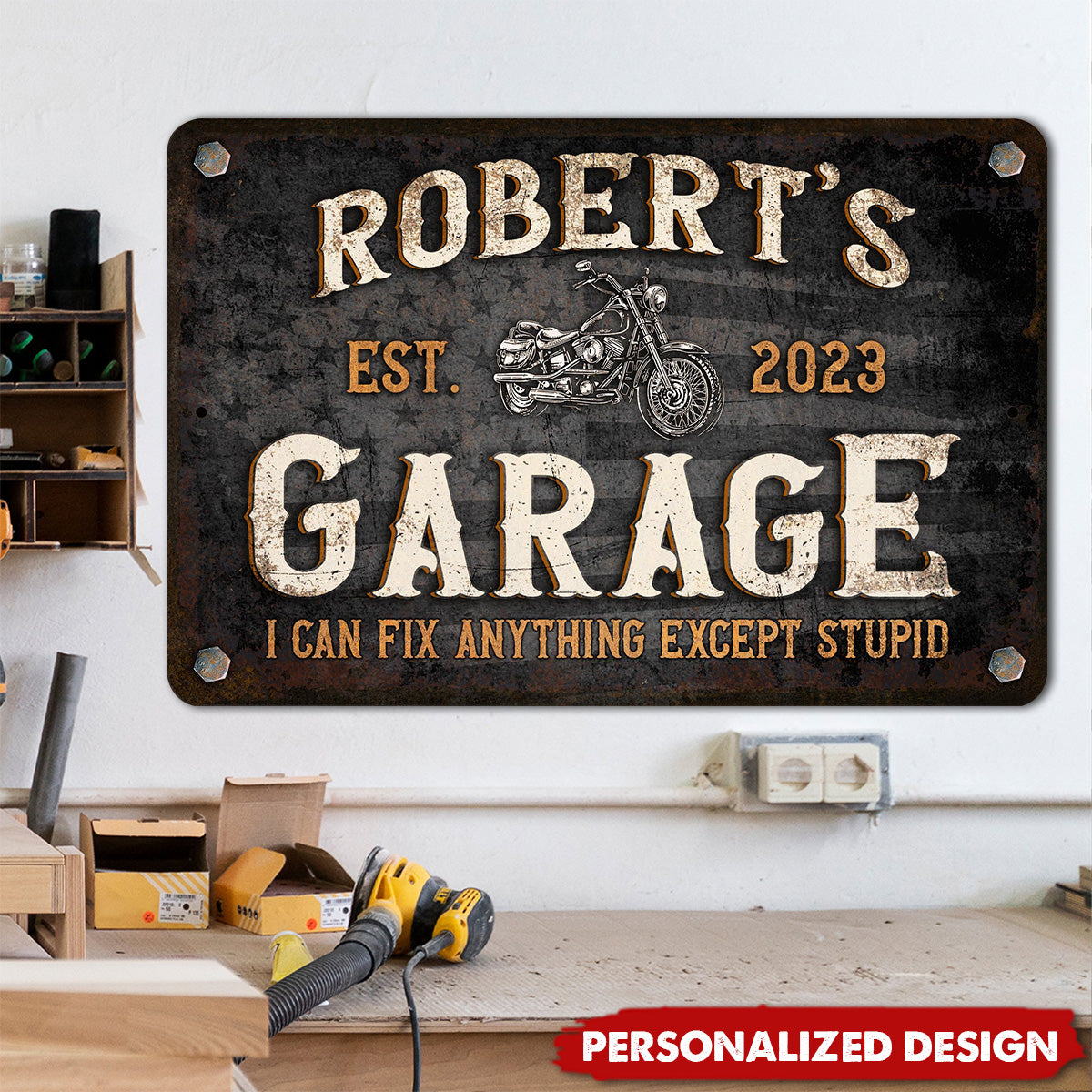 Motorcycle Garage-Personalized Metal Sign