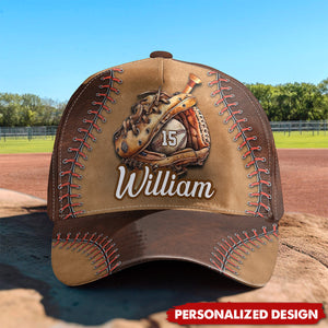 Love Baseball Proud Dad Son-Personalized Classic Cap