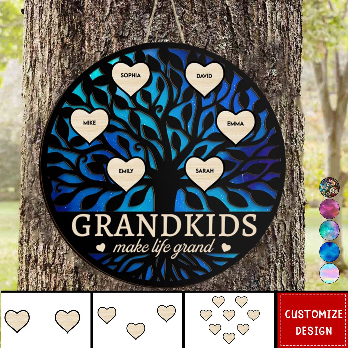 Grandkids Make Life Grand Galaxy - Personalized 2 Layers Wood Sign