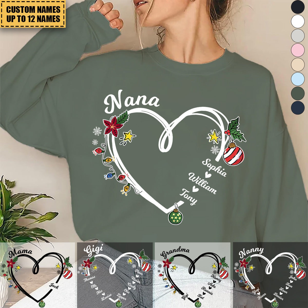 2024 New Release Nana Heart Christmas And Grandkids Sweatshir