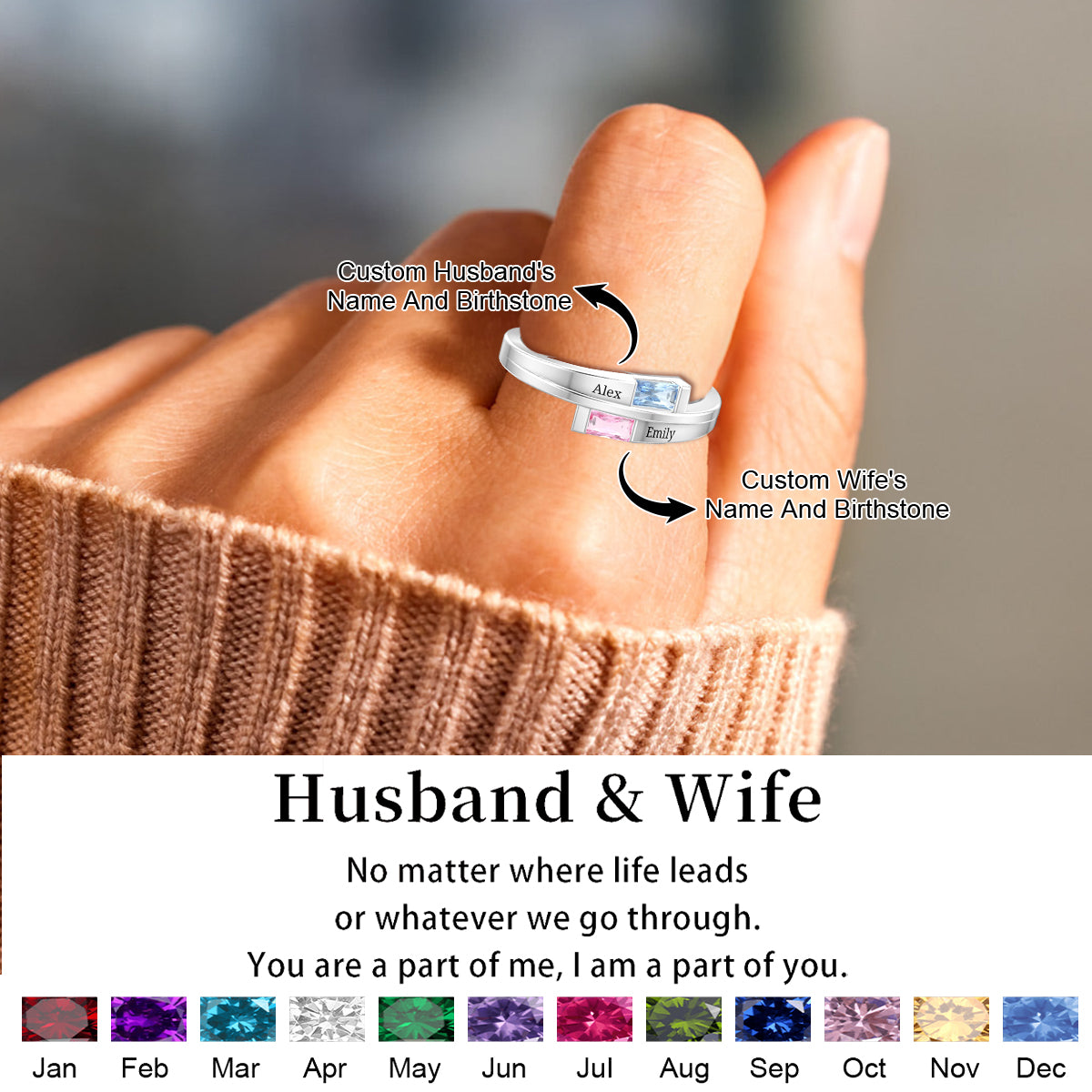 Personalized Double Baguette Bypass Ring