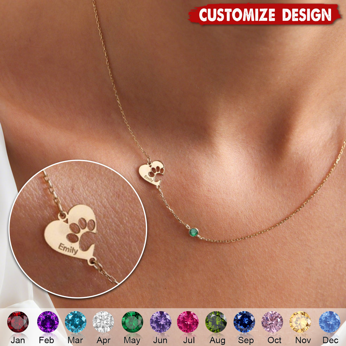 Personalized Engraved Paw Print Necklace- Gift For Dog Cat Lovers