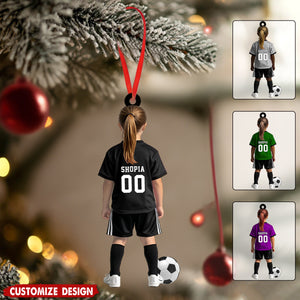 Personalized Kid Soccer Player Ornament - Gift For Soccer Young Lovers