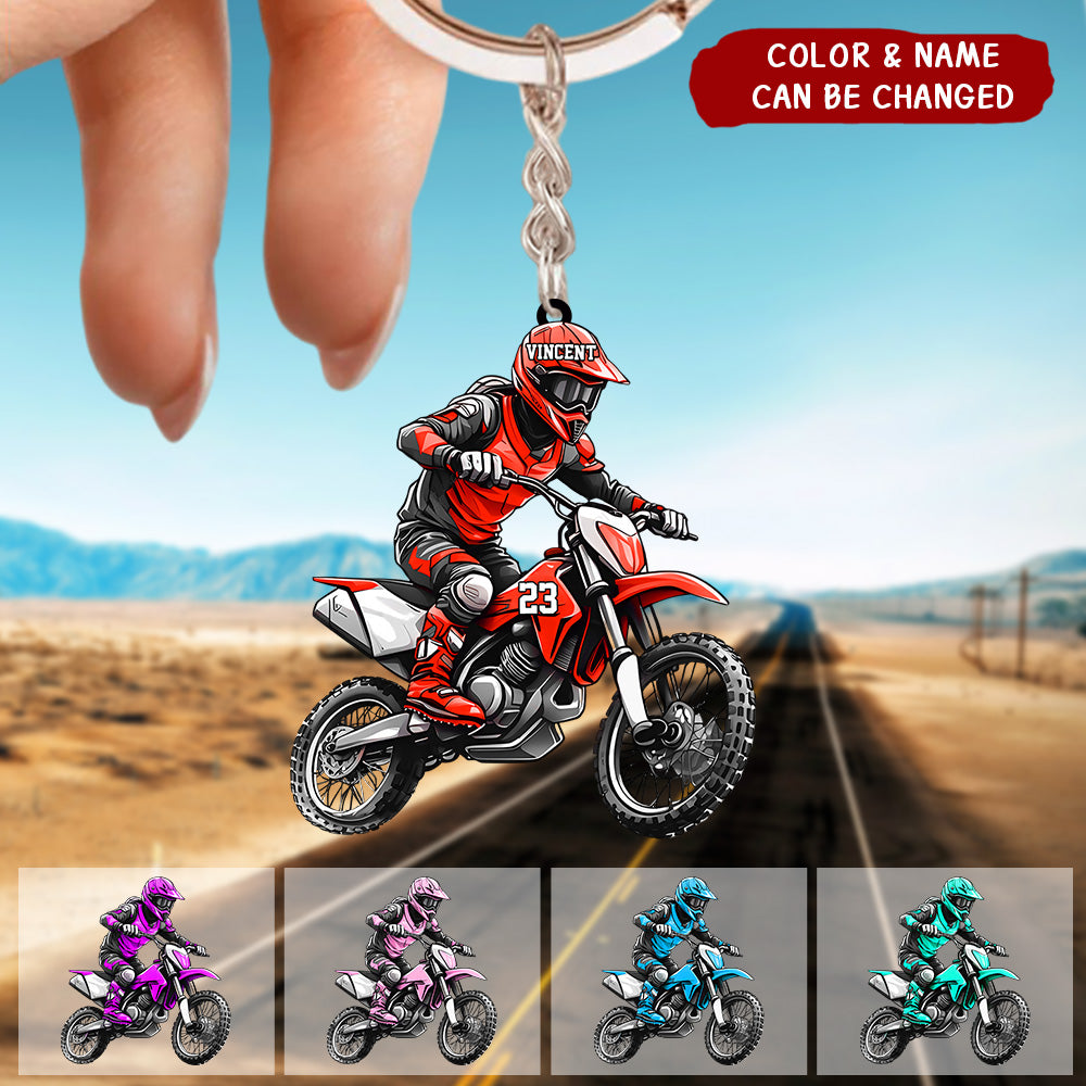 Personalized Motocross Acrylic Keychain - Gift For motocross enthusiast
