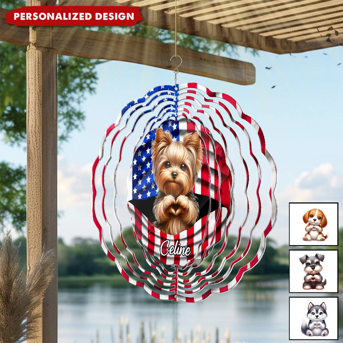 Paws And Freedom-Personalized Dog Wind Spinner