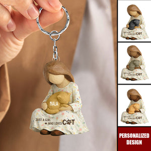 Just A Girl Who Loves Cats-Personalized Cat Lovers Keychain
