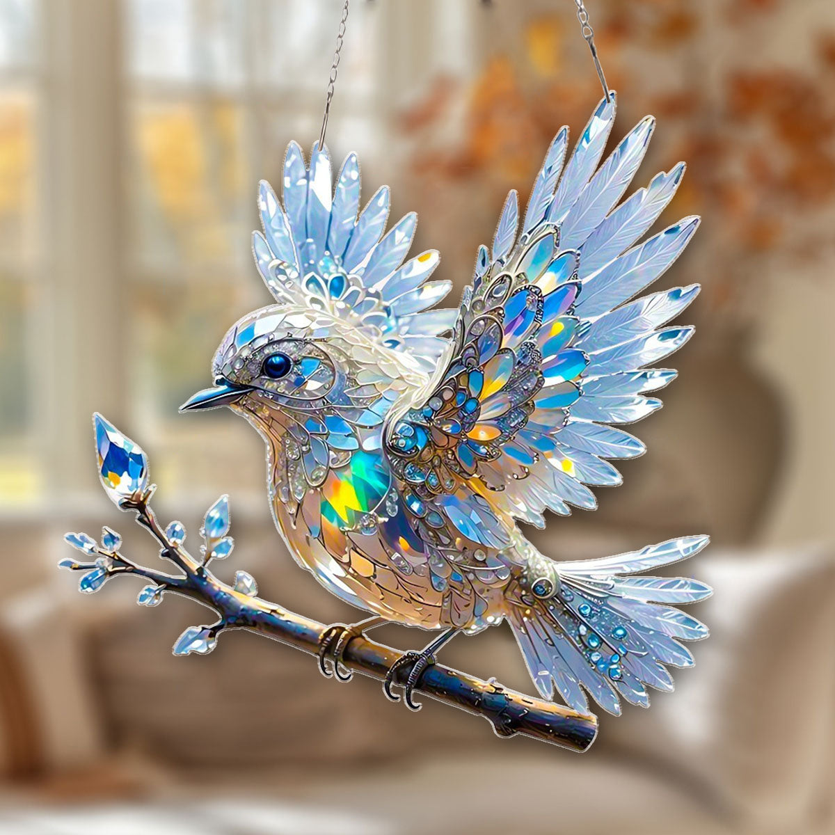 Crystal Sky Bluebird Window Hanging - Gift for Bird Lover