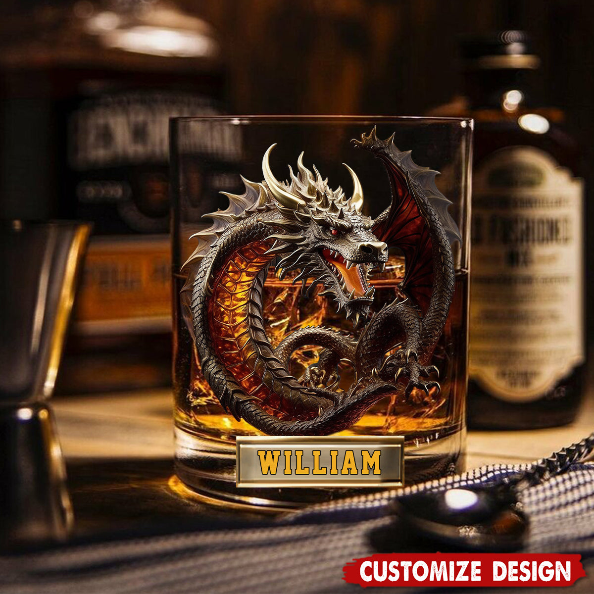 Personalized Dragon Whiskey Glass - GIft For Dragon Lovers