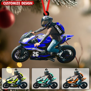 Personalized Motorcycle Christmas Ornament - Motorbike Gift for Him