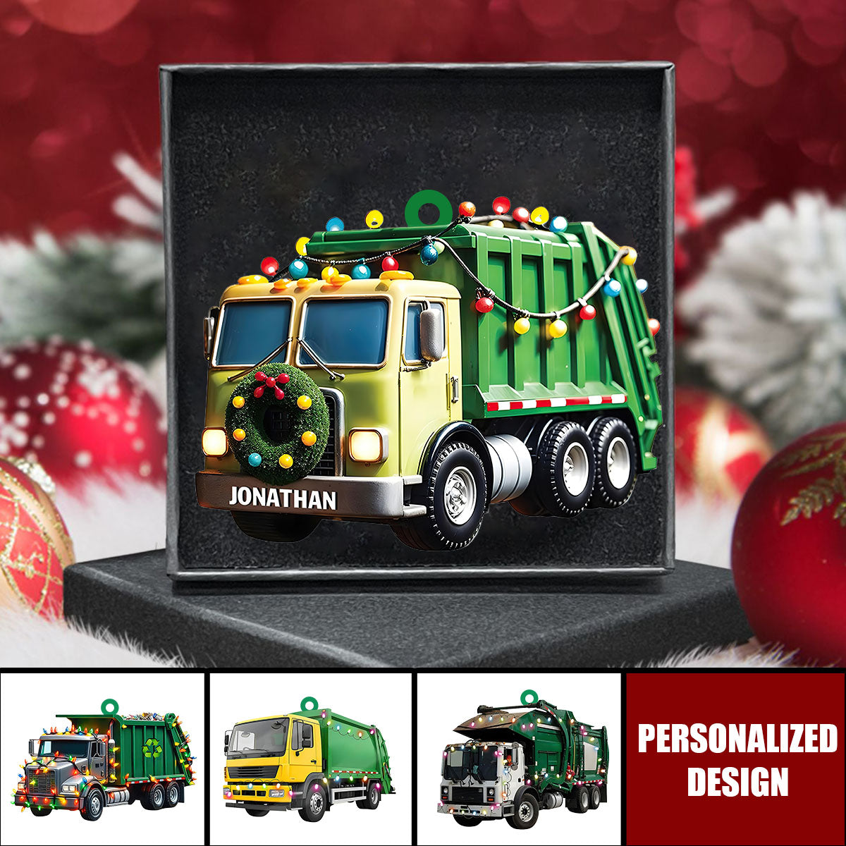 Personalized Garbage Truck Ornament-Gift for Sanitation Workers, Waste Management Staff, Truck Drivers