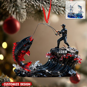 Personalized fishing themed ornaments