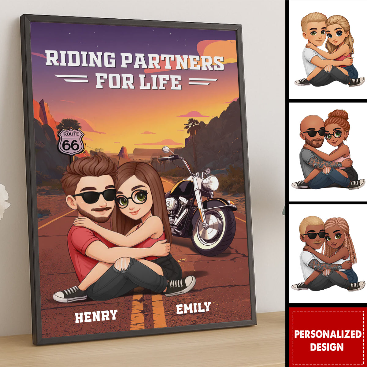 Ride Together, Love Forever-Personalized Anniversary Wedding Poster Gifts For Husband And Wife