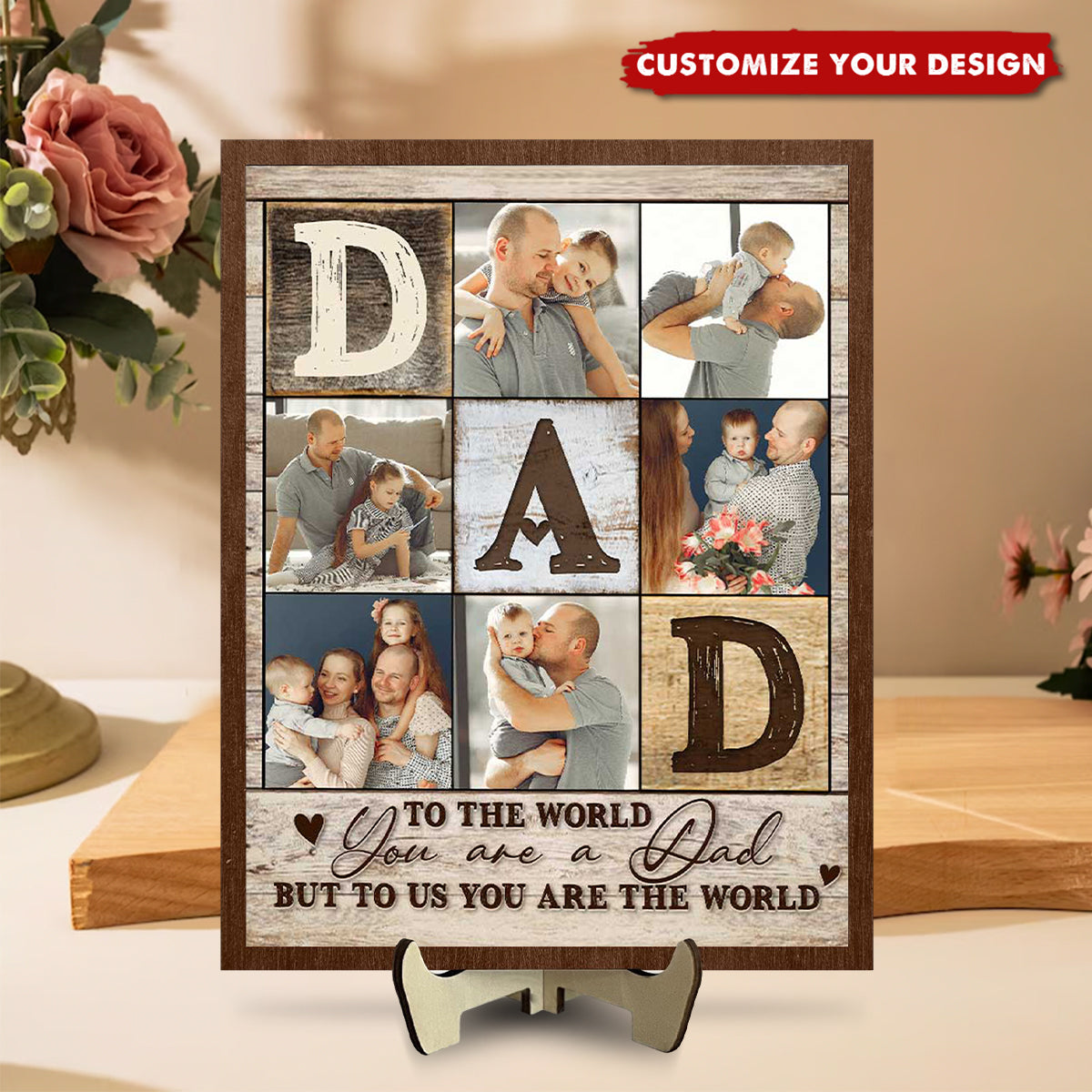 Personalized Dad Photo Collage 2-Layered Wooden Plaque-Father’s Day Gift