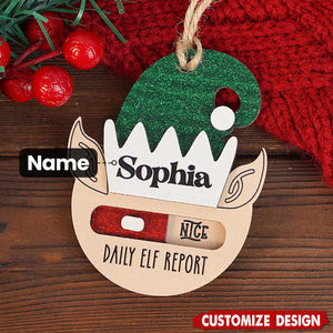 Personalized Daily Elf Report Christmas Ornament - Gift for Kids