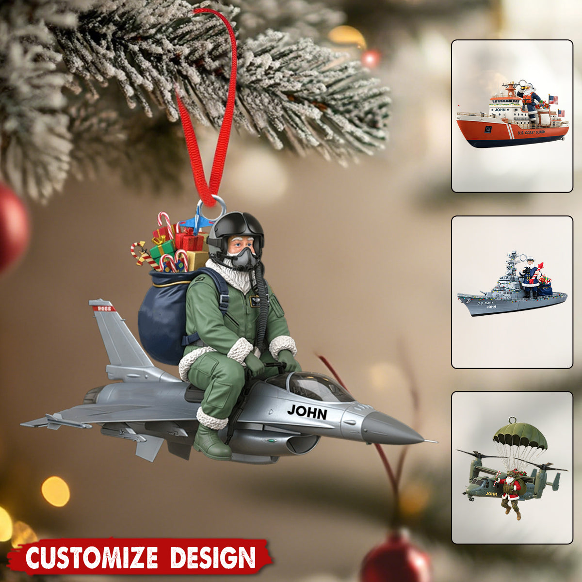 Fly High in the Holiday Spirit - Personalized Military Ornament - Gift for Air Force Enthusiasts, Veterans, and Collectors