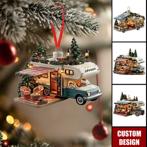 Personalized Vintage RV Camper Christmas Ornament - Gift For Campers