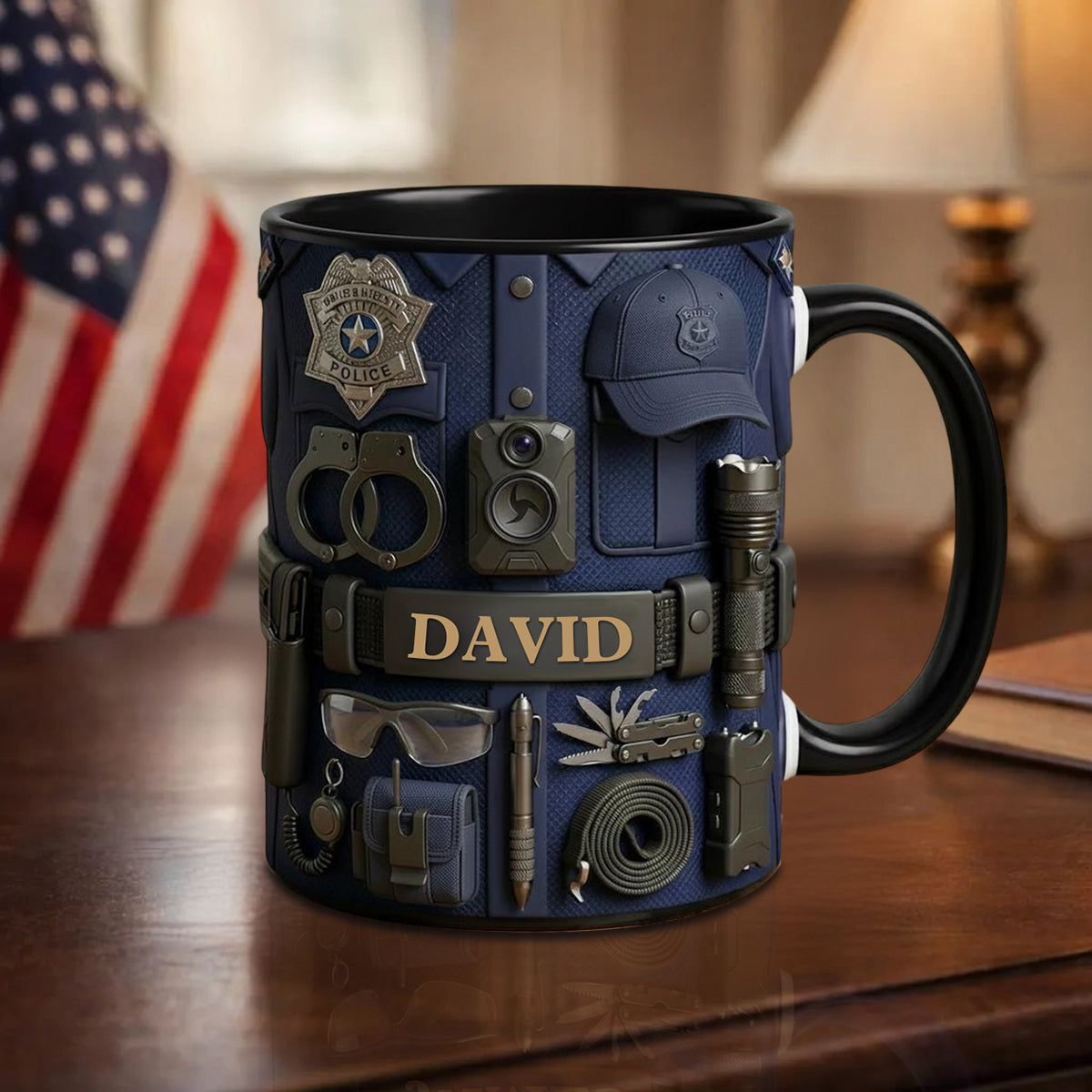 Personalized Police Mug, Custom Coffee Cup for Police Life, Back the Blue Gift Idea