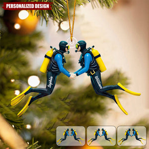 Personalized  Scuba Diving Couple Acrylic Ornament Gifts For Couple