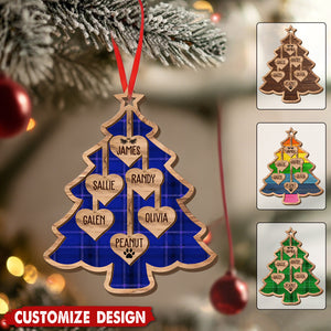 Personalized Wooden Family Tree Christmas Ornament - Gift For Family