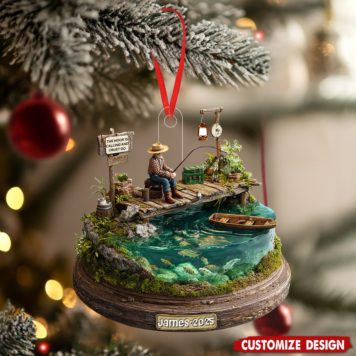 Personalized Fishing Christmas Acrylic Ornament - Gift For Fishing Lovers, Fishing Dad Gift