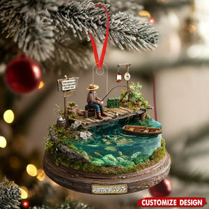 Personalized Fishing Christmas Acrylic Ornament - Gift For Fishing Lovers, Fishing Dad Gift