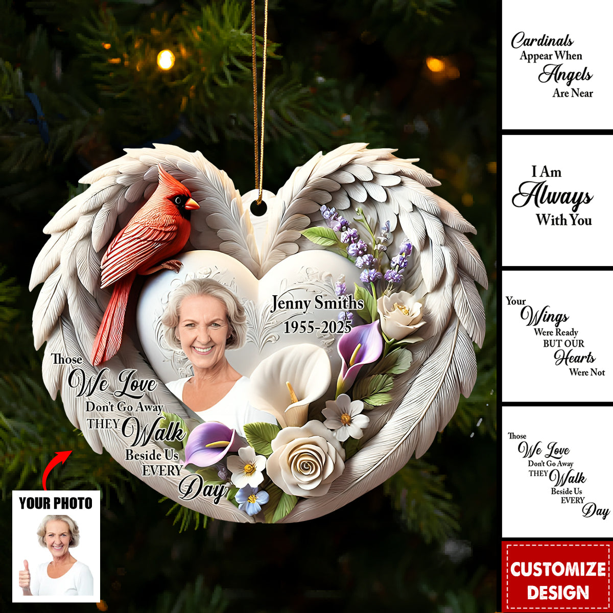 Cardinals Appear When Angels Are Near, Personalized Memorial Cardinal Custom 2D Flat Acrylic Ornament