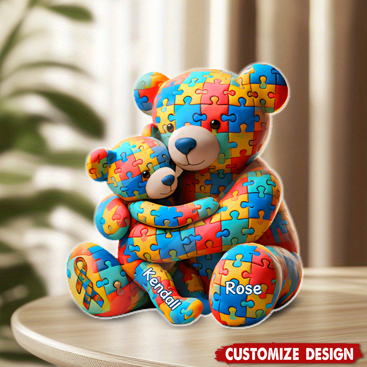 Personalized Gifts For Autism Acrylic Plaque Bear Mother and Kid