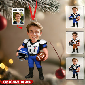 Personalized Upload Photo Acrylic Ornament - Gift For American Football Lovers