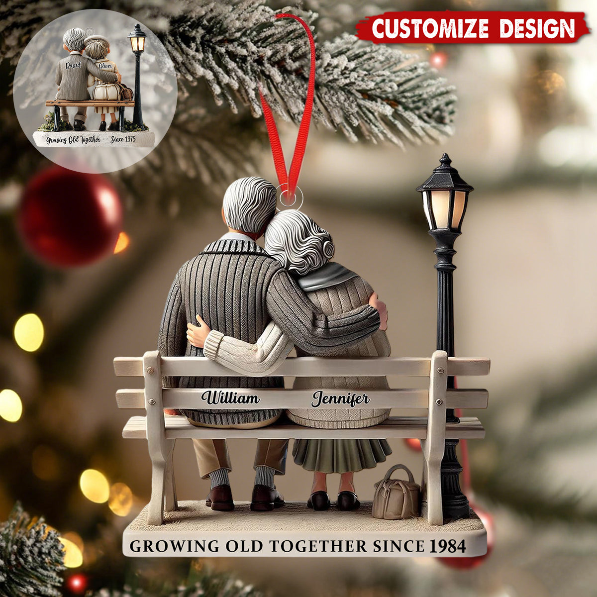 Personalized Couple Ornament-Anniversary Gift for Grandparents