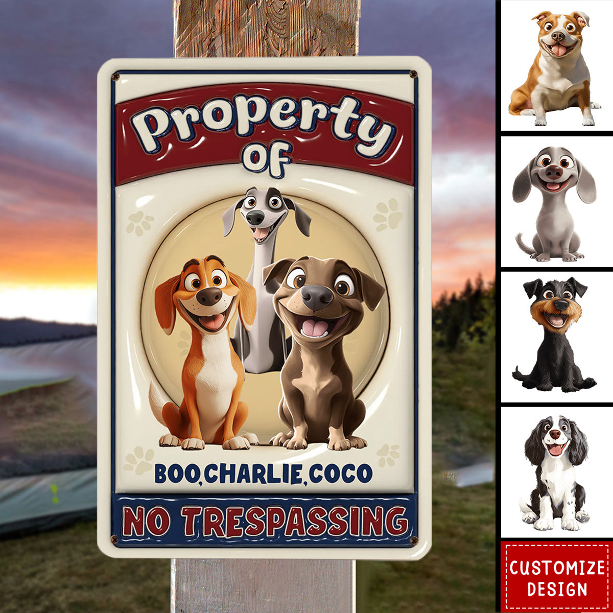 No Trespassing - Personalized Dog Metal Sign - Gift For Dog Lovers