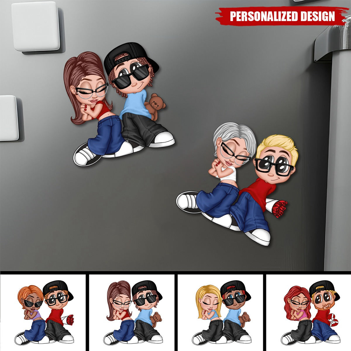 Y2K Style Couple-Personalized Acrylic Fridge Magnet-Heartfelt Gift For Couple