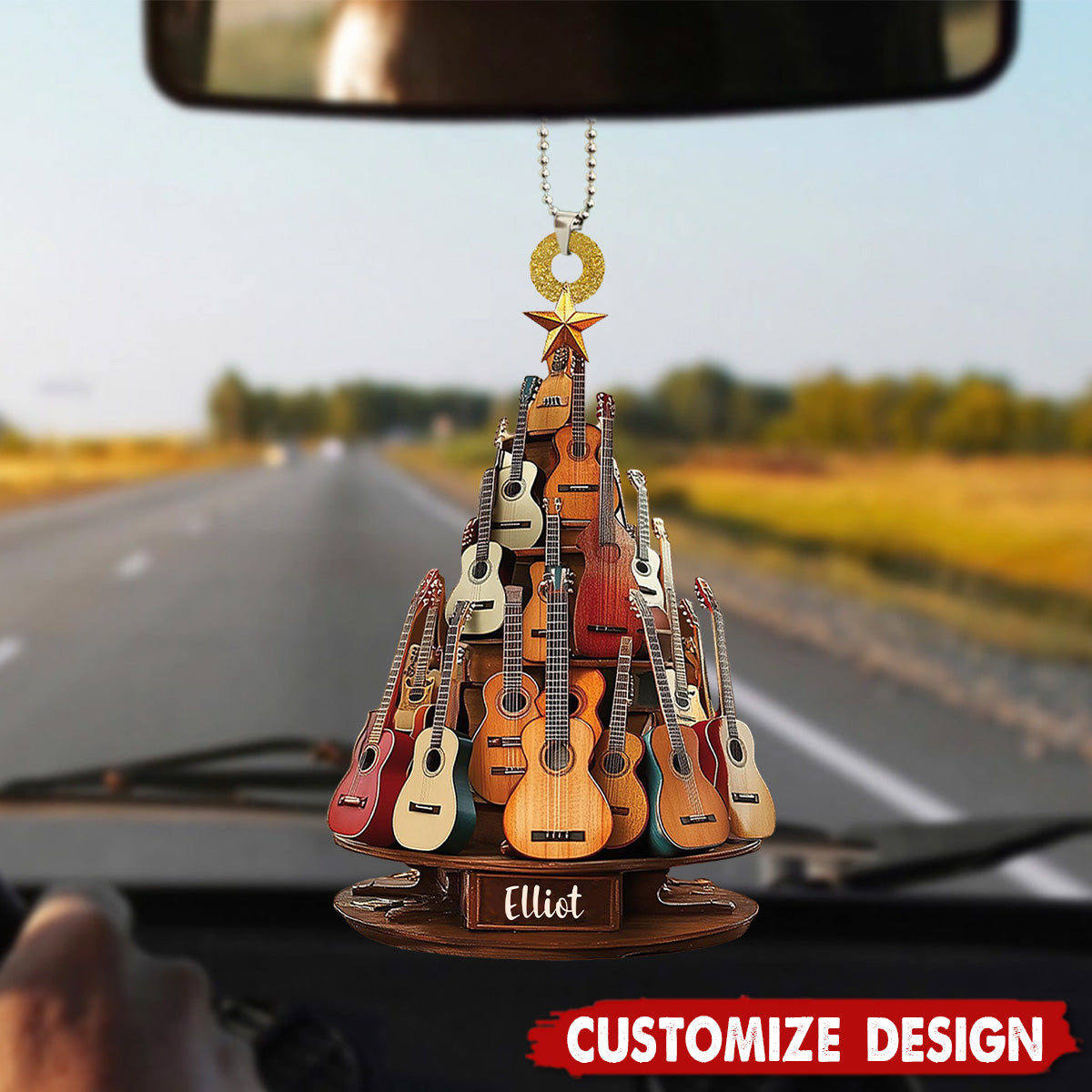 Personalized Classic Guitar Car Ornament - Gift for Music Lovers, Guitar Players