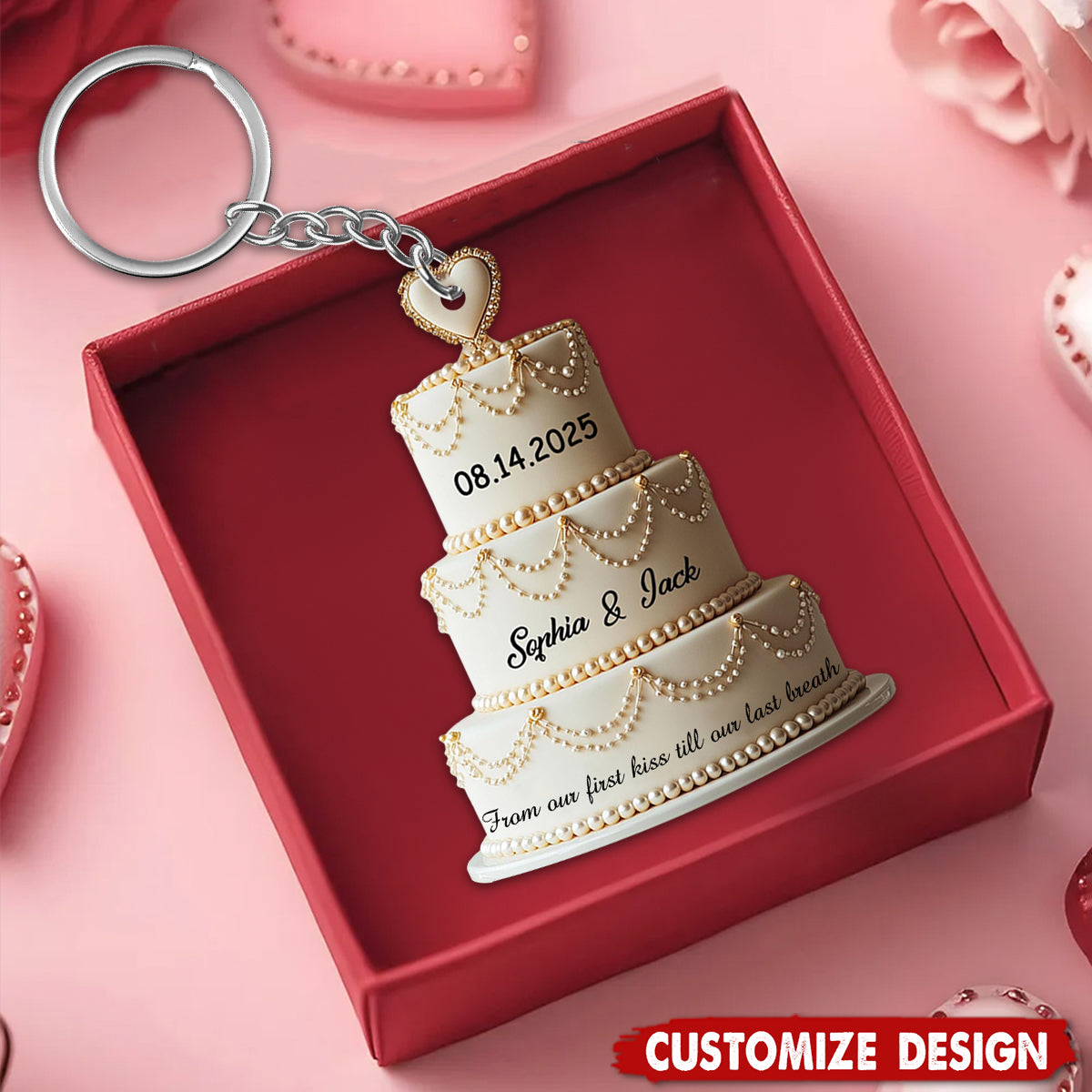 Personalized Cake Keychain - Gift For Couple