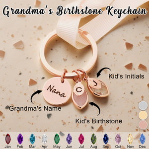 Personalized Initial Name keychain with Birthstone-Mother's Day Gift
