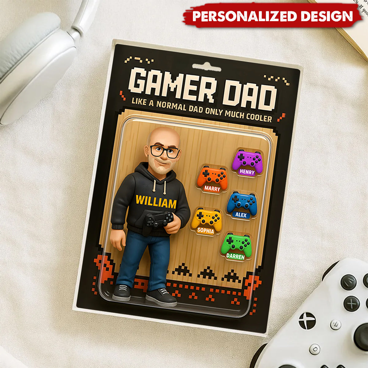 Gamer Dad Cooler Custom Action Figure-Personalized Acrylic Block Plaque-Father's Day Gift